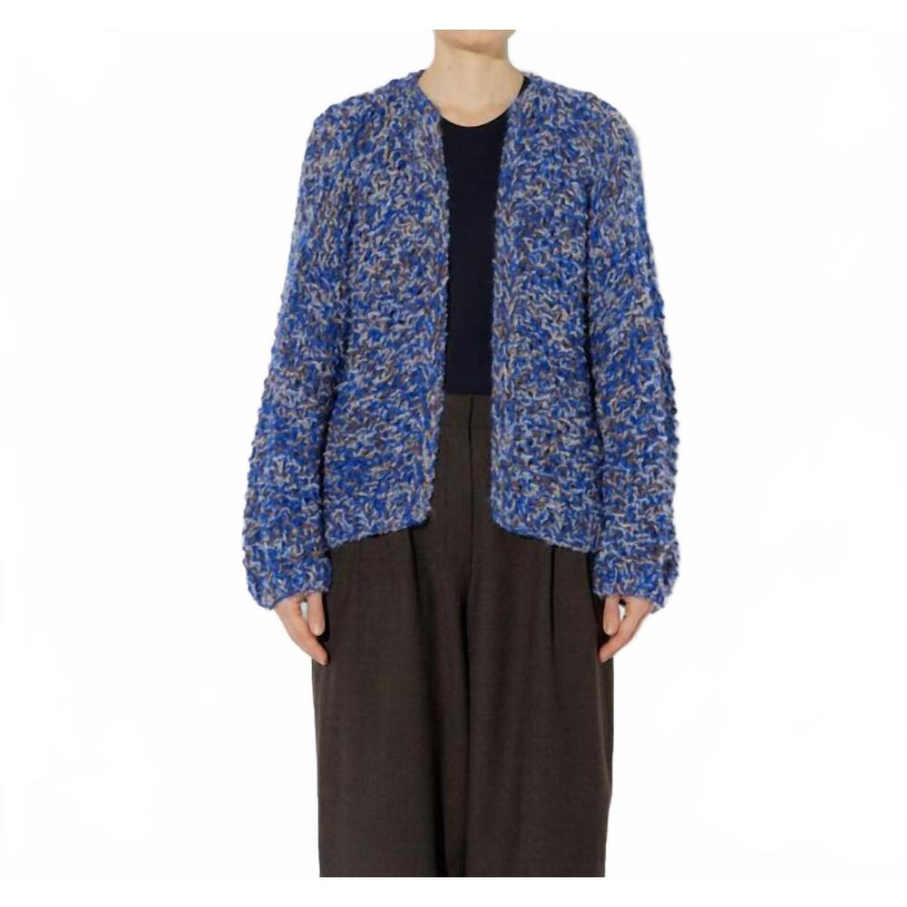 NEW MAIAMI alpaca tweed mix pearl pattern bomber cardigan in electric blue mix